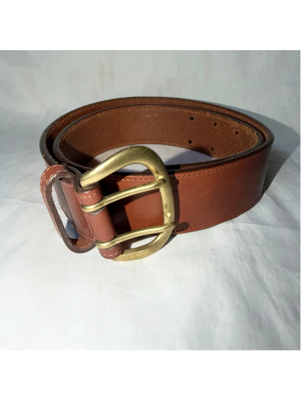 Ralph Lauren Brown Leather Belt with Brass Buckle